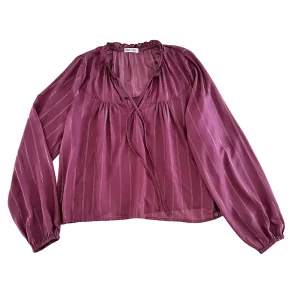 blusa amplia rosa viejo con líneas de lúrex doradas y plateadas