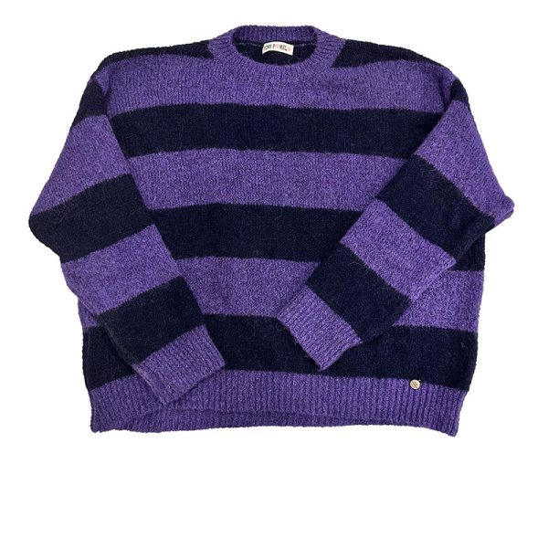 jersey rayas lila y marino con lana