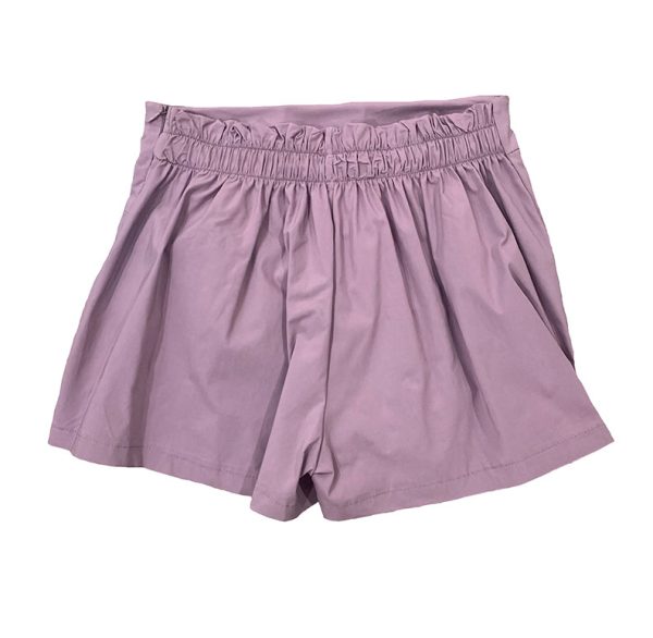 pantalon corto con goma elástica en cintura trasera en color rosa viejo