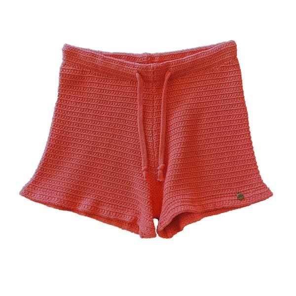 short de tricotosa coral con cintura elástica y cordón